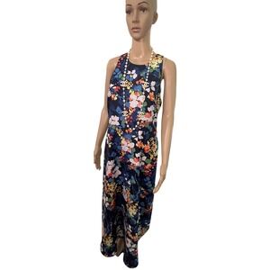 Banana Republic Floral Print Navy Sleeveless Maxi Dress Size 8